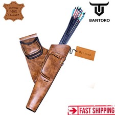 Leather Archery Quiver Tiger Brown – Handcrafted Cowhide, 20″, Adjustable Hip