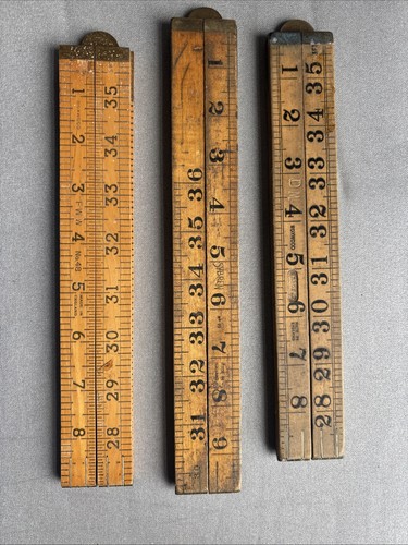 Vintage wooden folding ruler - wooden,