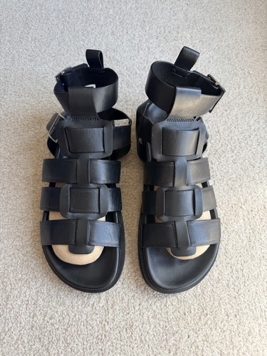 Zign black leather gladiator - black,
