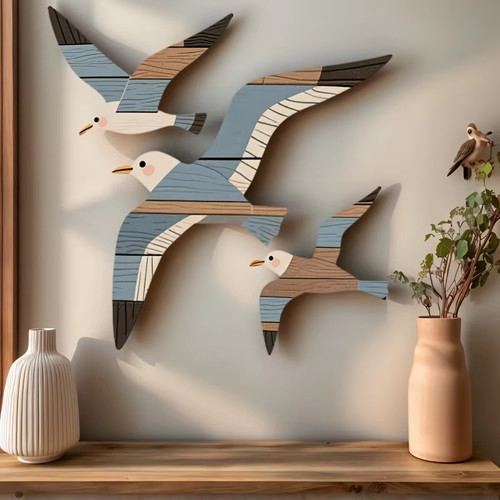 Flying seagulls - flying, (flat)