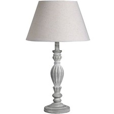 Aegina Table Lamp Bedside Lamp -  Shabby chic grey wooden base and linen shade