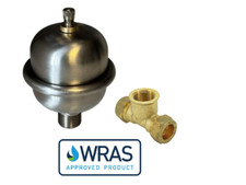 15mm x 1/2" Shock Arrestor Mini Expansion Vessel Anti Water Hammer & 15mm Tee TC