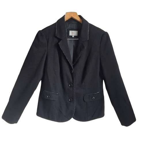 Black braided trim blazer - black,