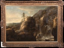 Huge 17th Century Dutch Old Waterfall Landscape Jacob Isaakszoon VAN RUISDAEL