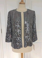 ISABELLA OLIVER ANTIQUE SILVER SEQUIN LIGHTWEIGHT JACKET SIZE 12 BNWT