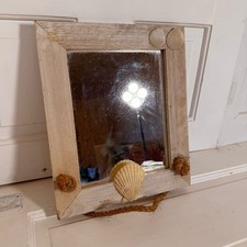 Rustic Nautical Mirror Seashell Rope Frame Coastal Beach Cottage Wall Decor 