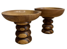 Two Handcrafted Turned Wooden