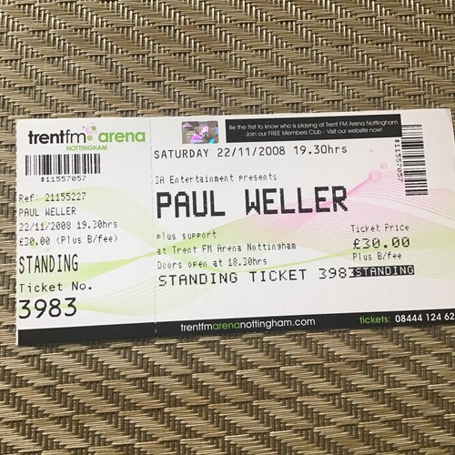 Paul weller ticket - ticket, 22/11/2008