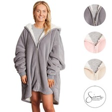 OHS Zip Up Hoodie Blanket Oversized Sherpa Fleece Thermal Sweatshirt Jumper