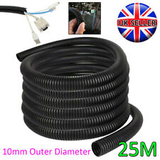 25M 10mm Conduit Split Tube Cable Tidy Corrugated Flexible Loom Trunking Hose UK