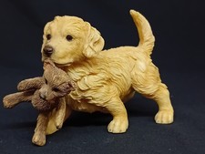 Leonardo 'Golden Retriever Puppy With Teddy' Figurine. 15cms Wide. 11cms Tall.