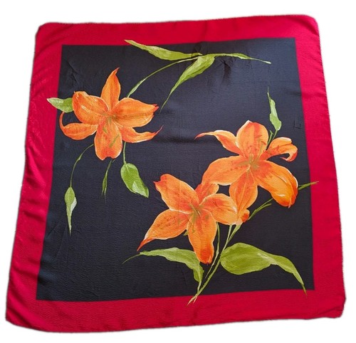 Vintage silk crepe lily - vintage, floral