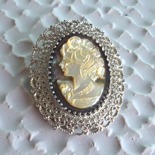 Vintage sterling silver - silver, shell
