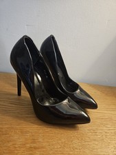 Via Giulia Black Patent Pointed Toe High Heel Stiletto Court Shoes