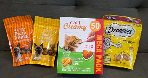 Various cat food and - cat,