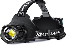 FaryLight Head Torch Rechargeable, 18000L Super Bright Headtorch, 10500mAh