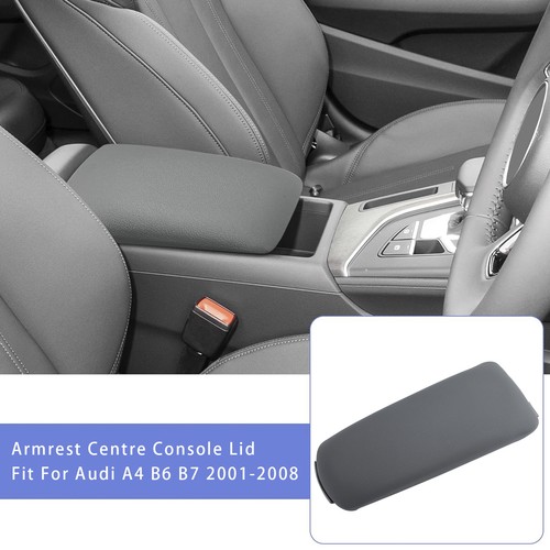 Black leather armrest centre - black,