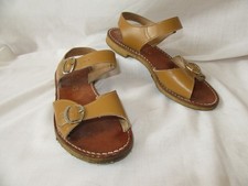 Clarks Playdeck Vintage 70s 80s Tan Leather Sandals Size 6 Made In England Jesus