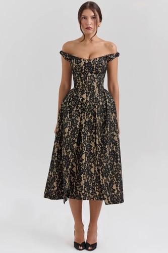 Charming black gold lace - black, off