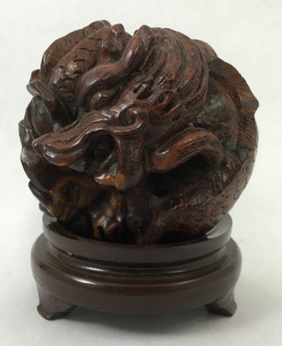 Dragon netsuke carved wood - dragon,