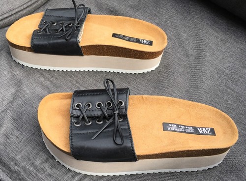 Zara black leather platform - leather,