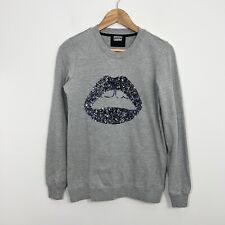 Markus Lupfer Sequin Lips Grey Sweatshirt Size Small Jumper Embellished Sweater