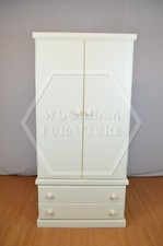 HANDMADE CAMBRIDGE 2 DRAWER GENTS WARDROBE IN IVORY (NOT FLATPACKED)