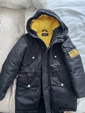 Diesel Winter Hooded Coat Jacket Miltary Style Black Yellow Youth Size 10 Years