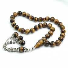 Natural Tiger eye stone 33 beads Islamic Prayer Beads Misbaha 108016