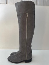 PRIMARK LADIES GREY FAUX SUEDE SIDE ZIP UP KNEE HIGH BOOTS UK SIZE 3 EUR 36 B73
