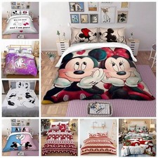 Mickey Minnie Mouse Duvet Cover Set Cartoon Bedding Set Single Double King Size