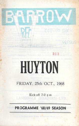 Barrow huyton rugby league - v,