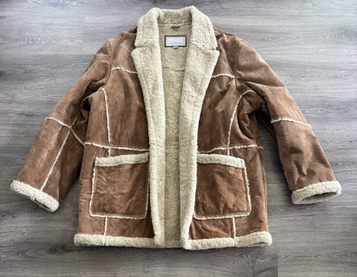 Vtg shearling coat mens - coat,