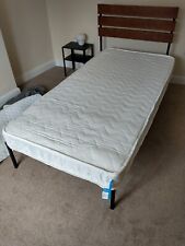 3Ft Single Metal Bed Frame With Bamboo Headboard + Mattress 