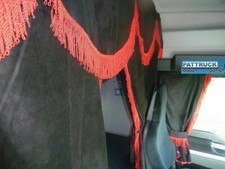 TRUCK CURTAINS FULL SET  BLACK/RED DAF SCANIA VOLVO MAN MERCEDES IVECO RENAULT
