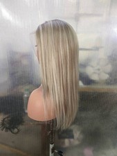 100% Human Hair Wigs Brown  Blonde Highlights Pre Cut Lace Wig
