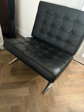 Barcelona black love seat with chrome base