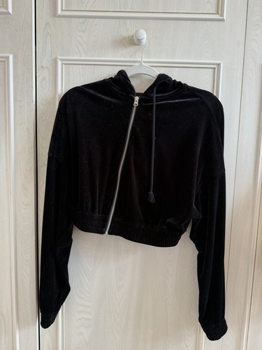 Velour cropped hoodie - cropped,