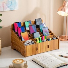 24-Slot Wooden Cell Phone