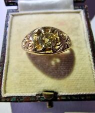 Exquisite Victorian 18ct gold c1897 Old cut Yellow solitaire diamond ring L