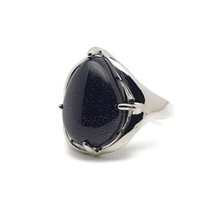 Ring Teardrop Crystal Natural Gemstone Cocktail Chakra Adjustable Silver Plated