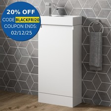 Gloss White Floor Standing 400mm Slim Vanity Unit Basin Sink Cloakroom Bathroom