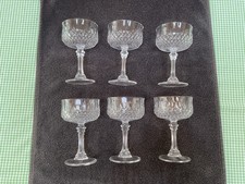 6 X Vintage Crystal/Cut Glass Champagne Coupe Bowls Dessert Stem Glasses