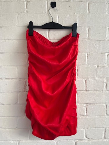 Zara red ruched strapless - red,