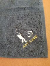 Personalised  Embroidered Fisherman on a Towel. Your choice of name and colour.