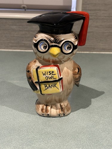 Vintage wise owl bank - wise, ceramic