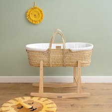 Wooden Standard Rocking Moses Basket Stand Natural