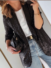 Zara Sequin Jacket Black