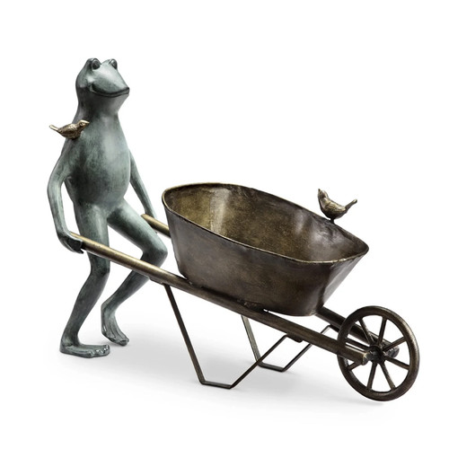 Frog and bird planter holder - frog,