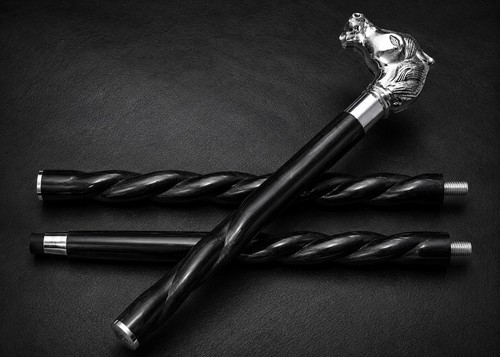 Black wooden walking cane - 36",